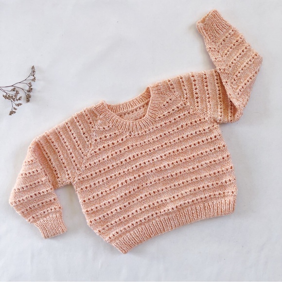 Vintage Other - HANDMADE Size 5-6 Vintage Wool Peach Apricot Knitted Winter Jumper Pullover Girl